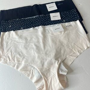 DKNY Litewear Cut Anywhere Logo Printed Hipster Panties 3 Pairs Size 1X